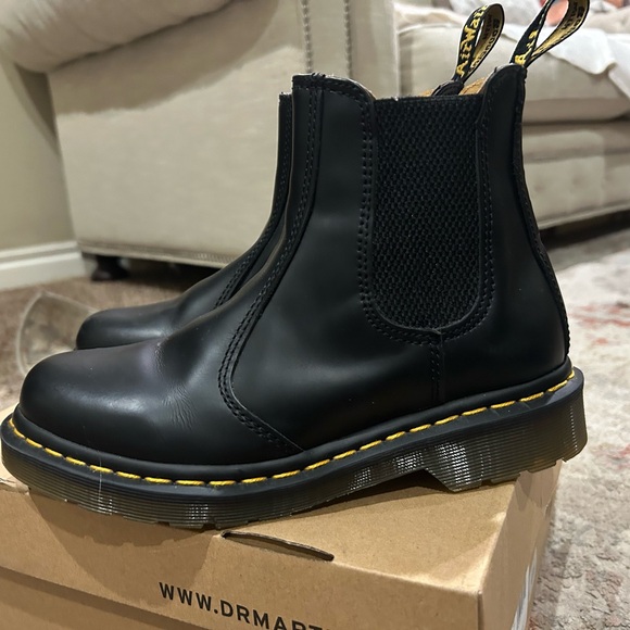 Dr. Martens Black and Yellow Combat Boots with Sturdy Sole - Picture 4 of 5